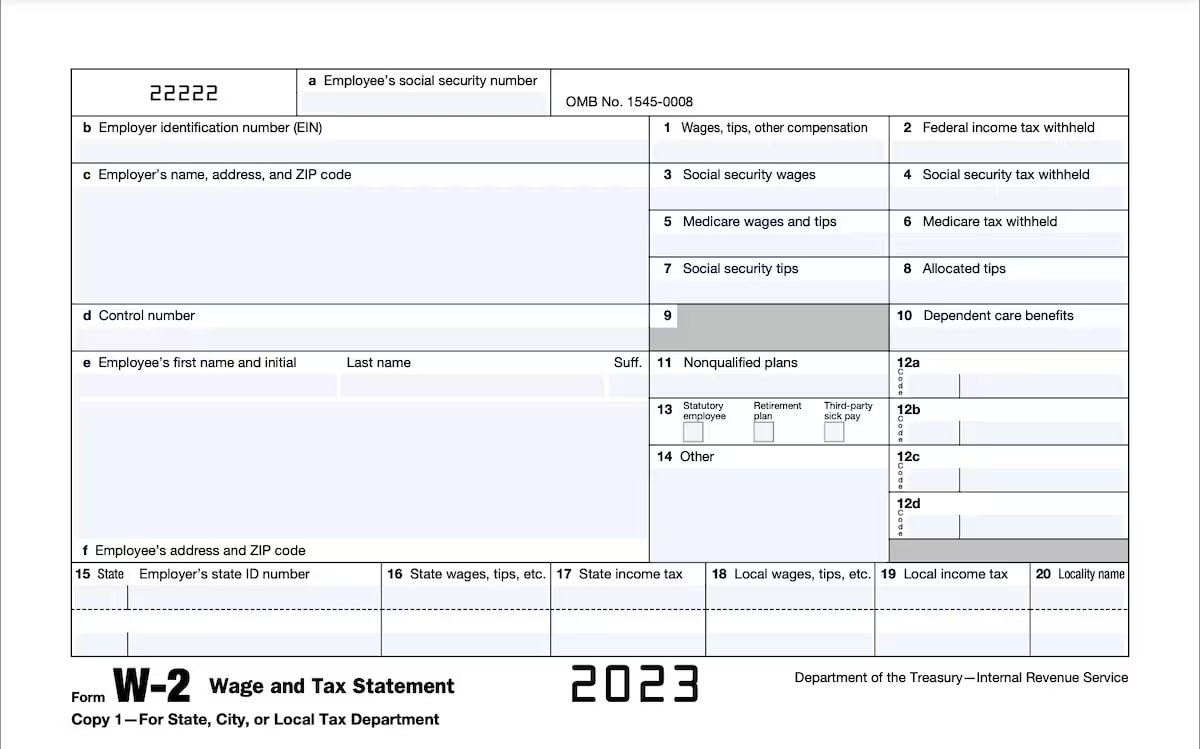 W-2 form used in a IRS tax scam