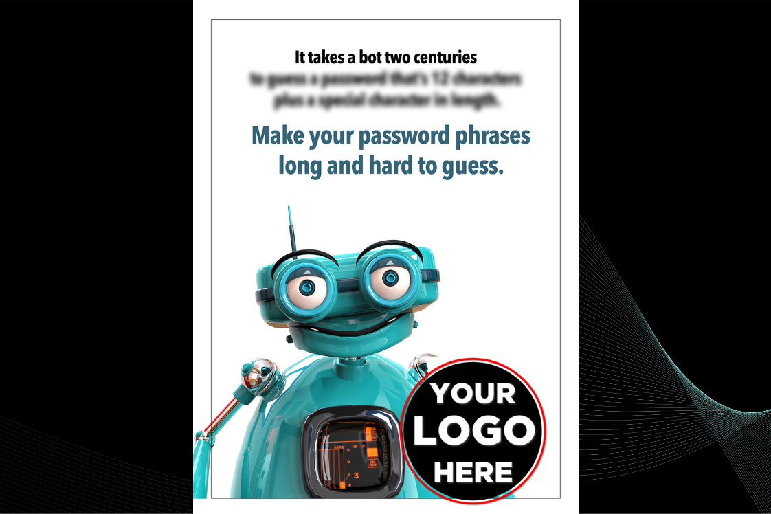 robot urging to create long passwords