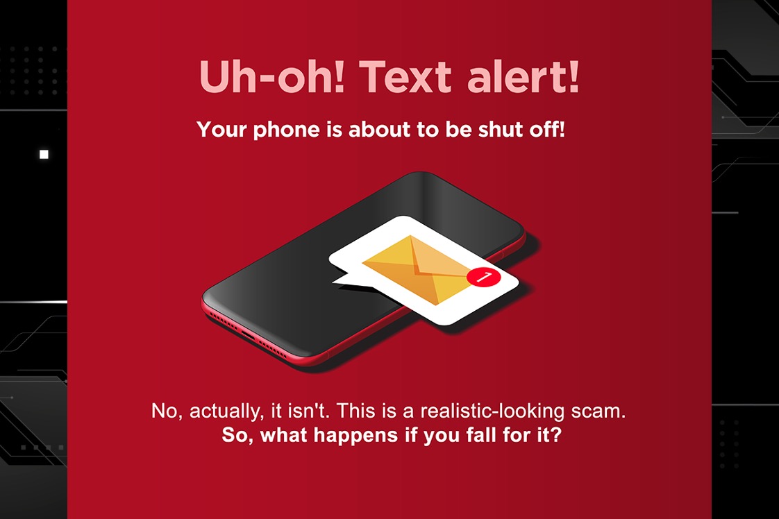 A cellphone with a scam message